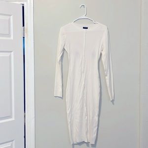 White Body Con Snatched Midi Dress